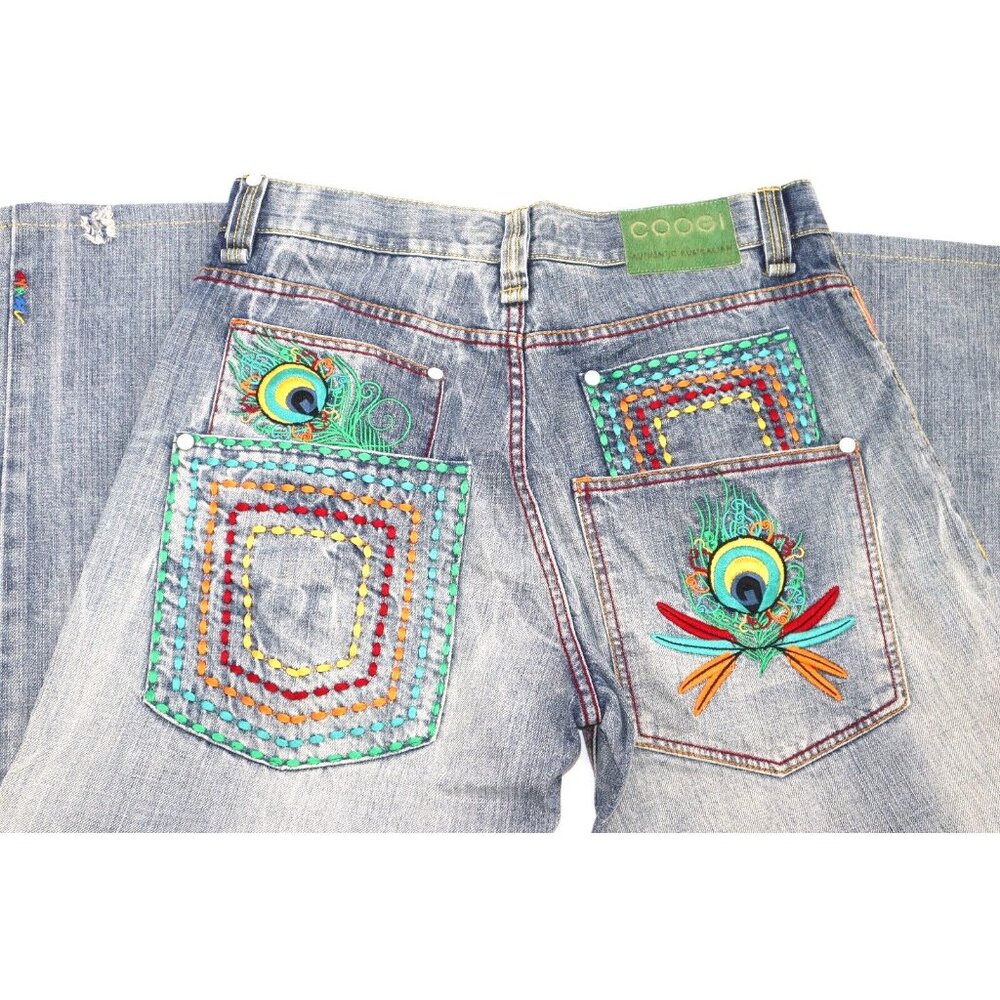 Coogi Denim Jeans  W34 L34 Embroidered Double Back Pockets Baggy  Pants
